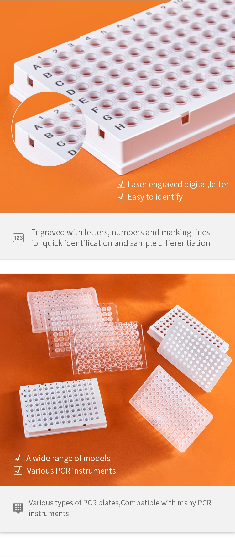 Laboratory Consumables 0.1ml 0.2ml 96 Well 2-Component PCR Plate